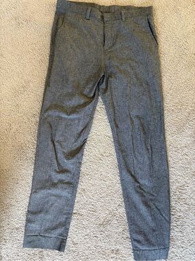 American Apparel Men’s Gray Chino Pants 36 Slim Tapered Cotton Chambray Zip